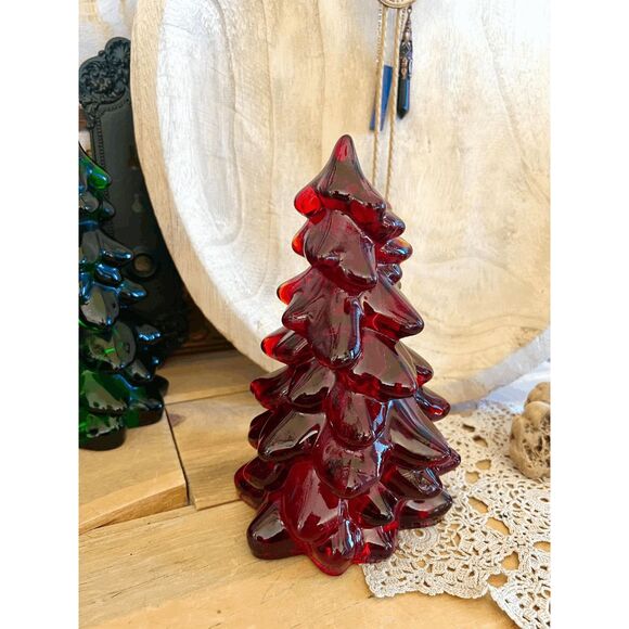 Vintage Mosser Glass Ruby Red Christmas Tree – 8 Inch - Picture 3 of 5